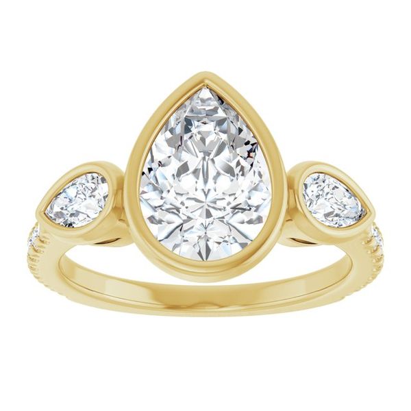 Bezel-Set Three-Stone Engagement Ring Image 3 Leitzel's Jewelry Myerstown, PA