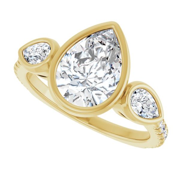 Bezel-Set Three-Stone Engagement Ring Image 5 Leitzel's Jewelry Myerstown, PA