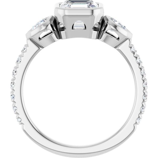 Bezel-Set Three-Stone Engagement Ring Image 2 Colonial Jewelers of Easton Easton, MD