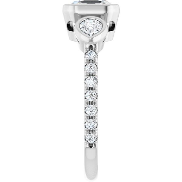 Bezel-Set Three-Stone Engagement Ring Image 4 Colonial Jewelers of Easton Easton, MD