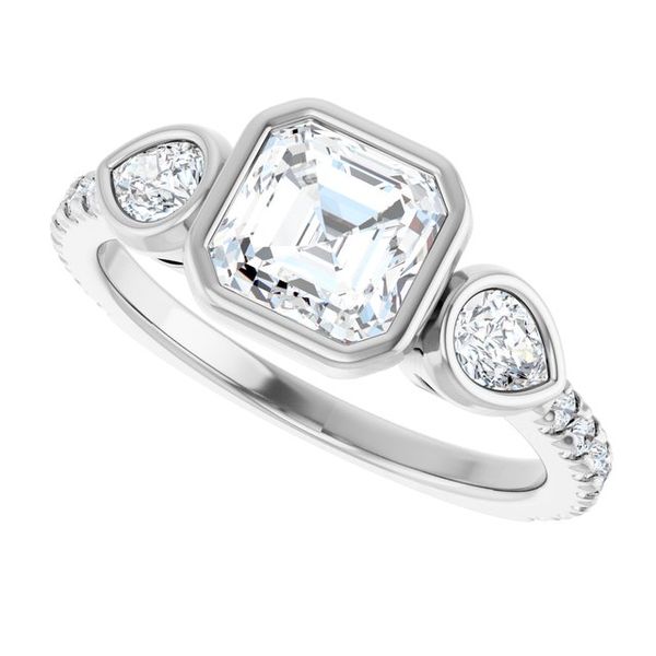 Bezel-Set Three-Stone Engagement Ring Image 5 Colonial Jewelers of Easton Easton, MD