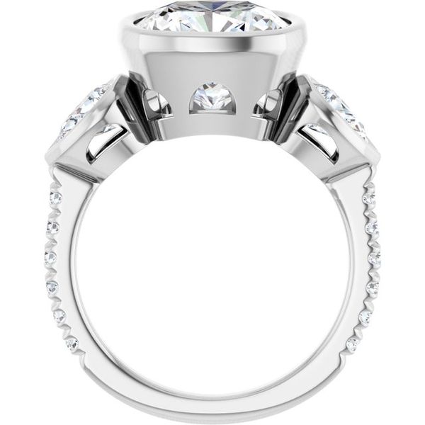 Bezel-Set Three-Stone Engagement Ring Image 2 Colonial Jewelers of Easton Easton, MD