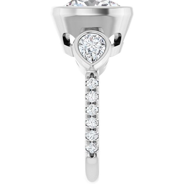 Bezel-Set Three-Stone Engagement Ring Image 4 Colonial Jewelers of Easton Easton, MD