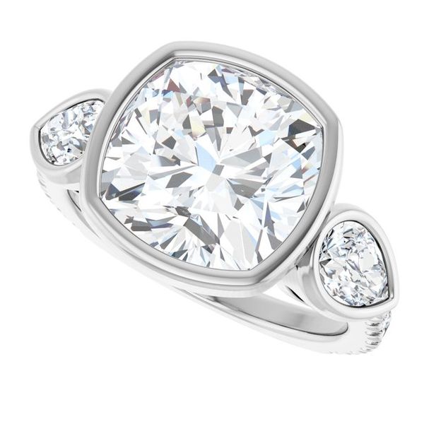 Bezel-Set Three-Stone Engagement Ring Image 5 Colonial Jewelers of Easton Easton, MD