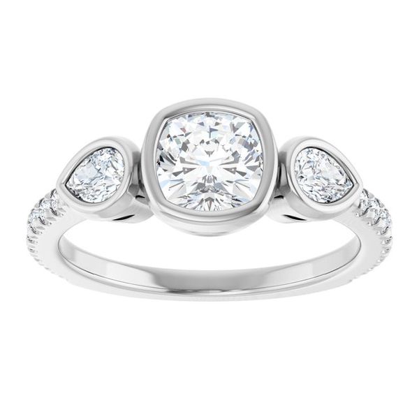 Bezel-Set Three-Stone Engagement Ring Image 3 Blocher Jewelers Ellwood City, PA