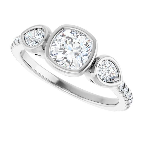 Bezel-Set Three-Stone Engagement Ring Image 5 Blocher Jewelers Ellwood City, PA