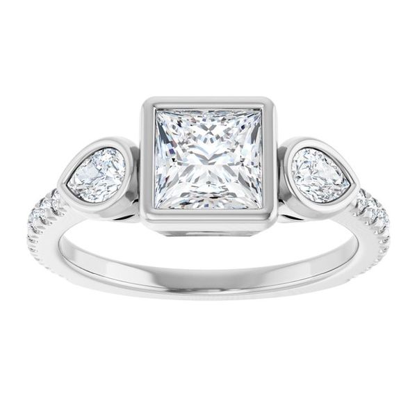 Bezel-Set Three-Stone Engagement Ring Image 3 Waddington Jewelers Bowling Green, OH