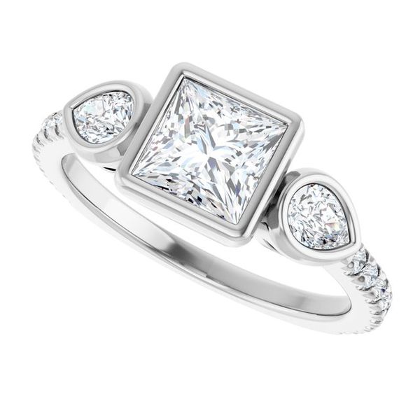 Bezel-Set Three-Stone Engagement Ring Image 5 Waddington Jewelers Bowling Green, OH