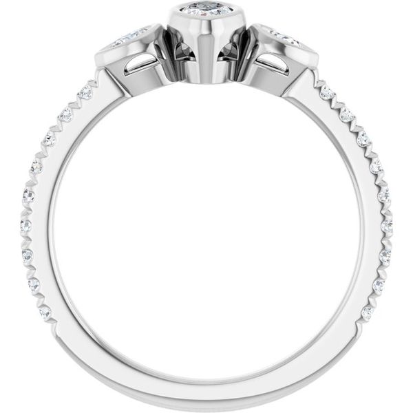 Bezel-Set Three-Stone Engagement Ring Image 2 Colonial Jewelers of Easton Easton, MD