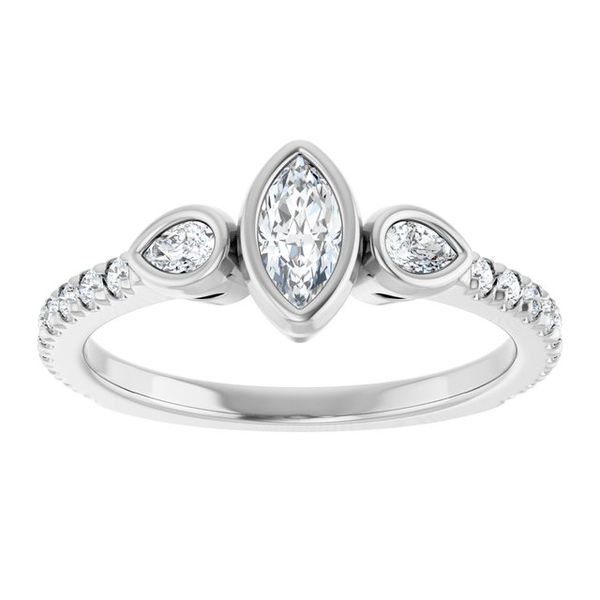 Bezel-Set Three-Stone Engagement Ring Image 3 Colonial Jewelers of Easton Easton, MD