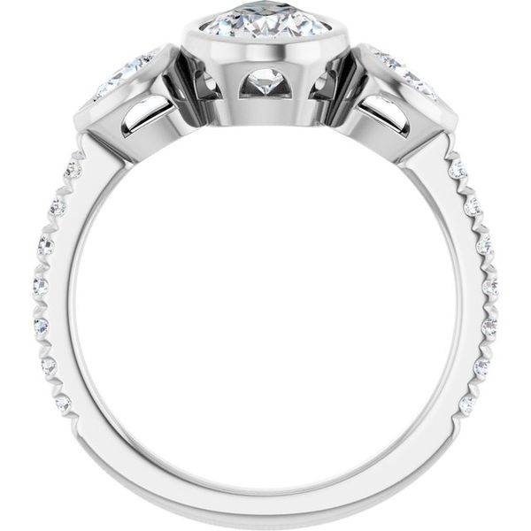 Bezel-Set Three-Stone Engagement Ring Image 2 Waddington Jewelers Bowling Green, OH