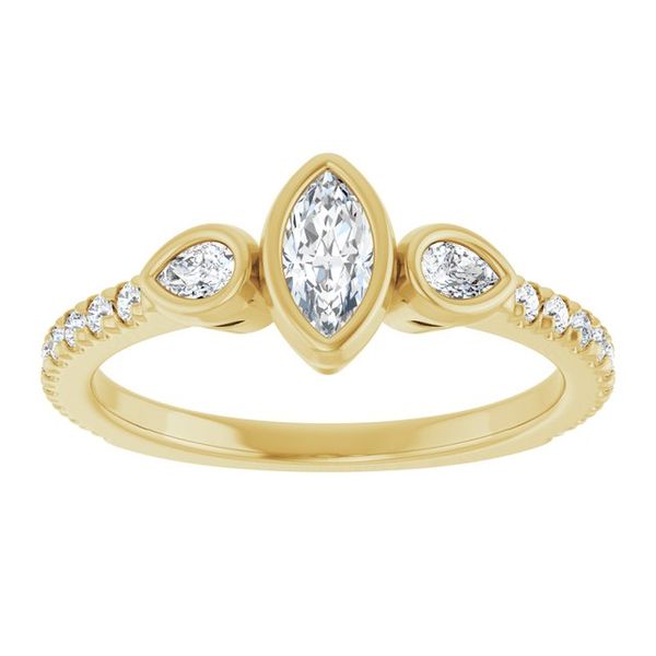 Bezel-Set Three-Stone Engagement Ring Image 3 Vulcan's Forge LLC KANSAS CITY, MO