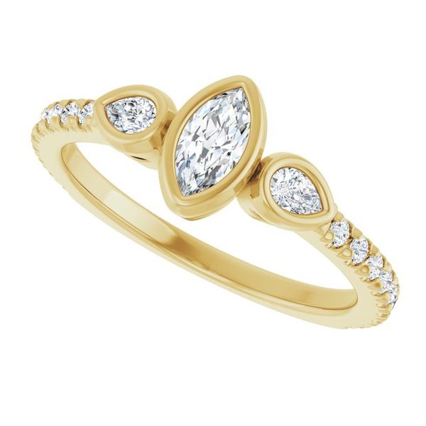 Bezel-Set Three-Stone Engagement Ring Image 5 Vulcan's Forge LLC KANSAS CITY, MO