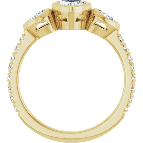 Bezel-Set Three-Stone Engagement Ring Image 2 The Diamond Ring Co San Jose, CA