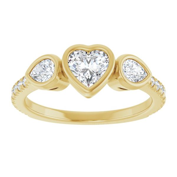 Bezel-Set Three-Stone Engagement Ring Image 3 The Diamond Ring Co San Jose, CA