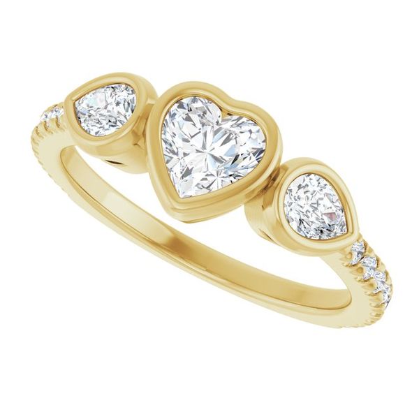 Bezel-Set Three-Stone Engagement Ring Image 5 The Diamond Ring Co San Jose, CA