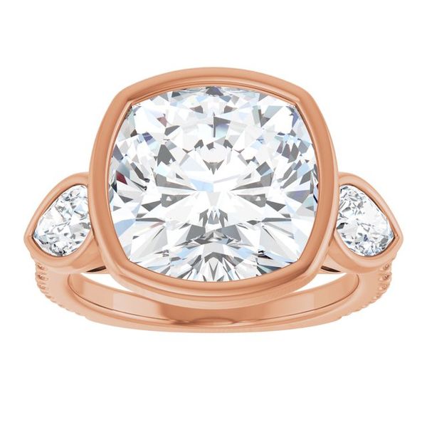 Bezel-Set Three-Stone Engagement Ring Image 3 Brynn Marr Jewelers Jacksonville, NC