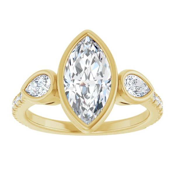 Bezel-Set Three-Stone Engagement Ring Image 3 Segner's Jewelers Fredericksburg, TX