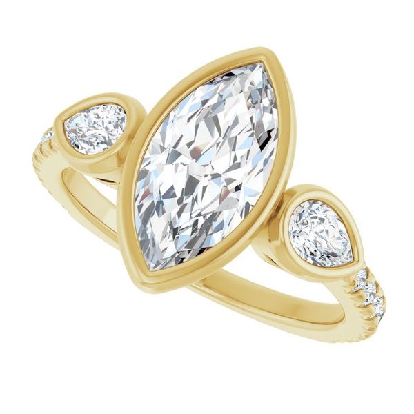 Bezel-Set Three-Stone Engagement Ring Image 5 Segner's Jewelers Fredericksburg, TX