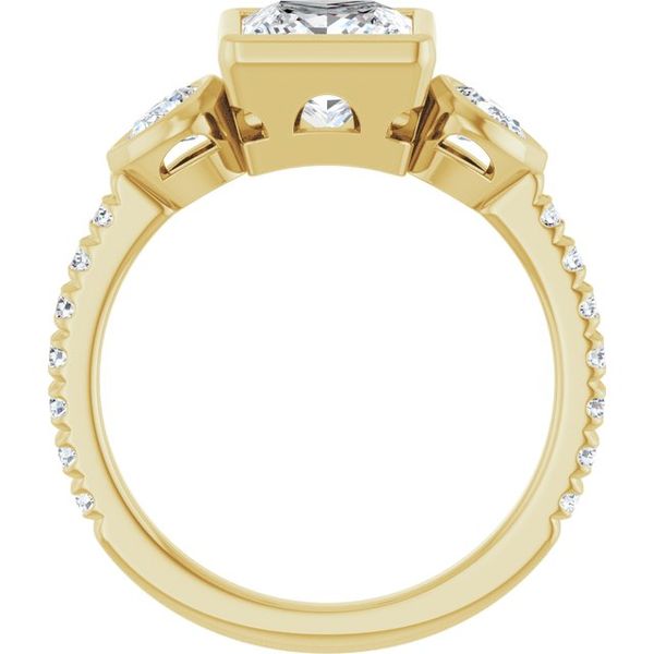 Bezel-Set Three-Stone Engagement Ring Image 2 The Diamond Ring Co San Jose, CA