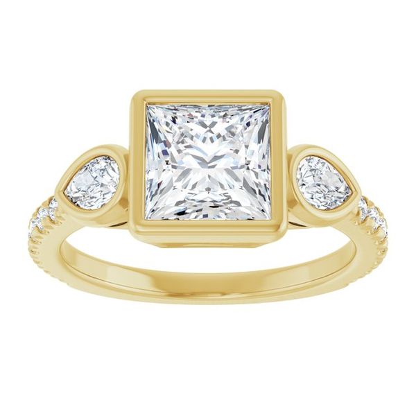Bezel-Set Three-Stone Engagement Ring Image 3 The Diamond Ring Co San Jose, CA