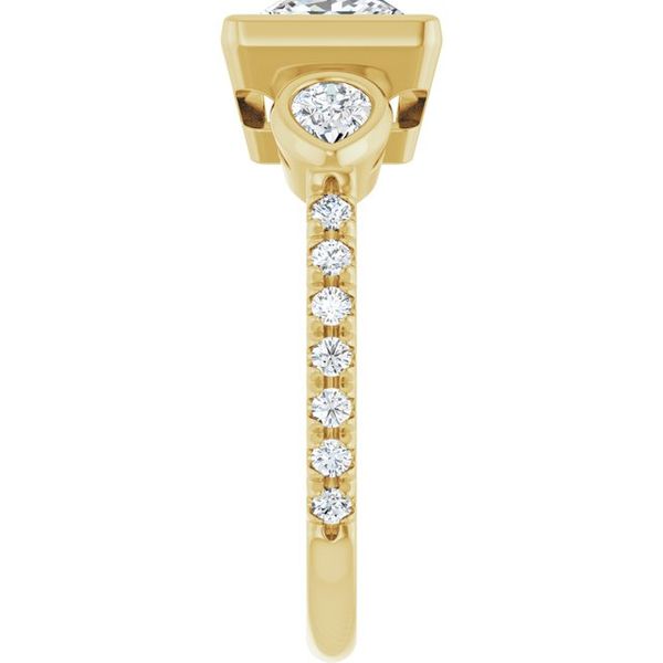 Bezel-Set Three-Stone Engagement Ring Image 4 The Diamond Ring Co San Jose, CA