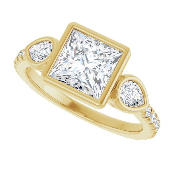 Bezel-Set Three-Stone Engagement Ring Image 5 The Diamond Ring Co San Jose, CA