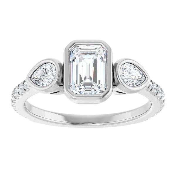 Bezel-Set Three-Stone Engagement Ring Image 3 Waddington Jewelers Bowling Green, OH