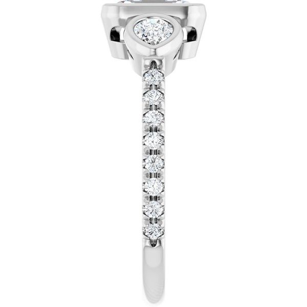 Bezel-Set Three-Stone Engagement Ring Image 4 Waddington Jewelers Bowling Green, OH