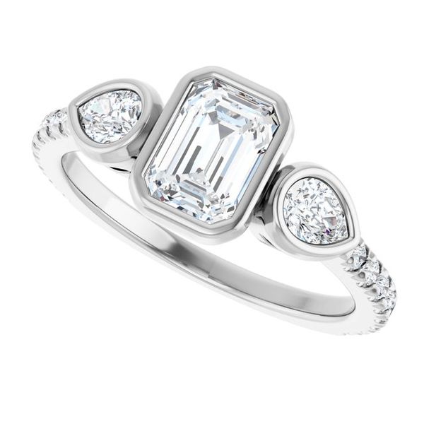 Bezel-Set Three-Stone Engagement Ring Image 5 Waddington Jewelers Bowling Green, OH