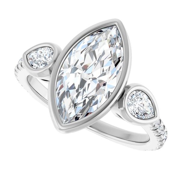 Bezel-Set Three-Stone Engagement Ring Image 5 Waddington Jewelers Bowling Green, OH
