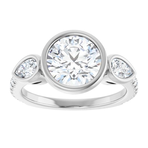 Bezel-Set Three-Stone Engagement Ring Image 3 Leitzel's Jewelry Myerstown, PA