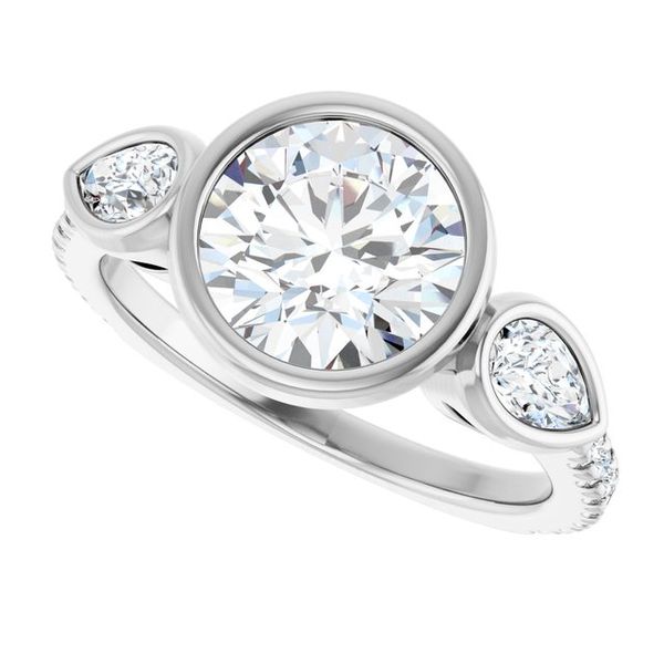 Bezel-Set Three-Stone Engagement Ring Image 5 Leitzel's Jewelry Myerstown, PA