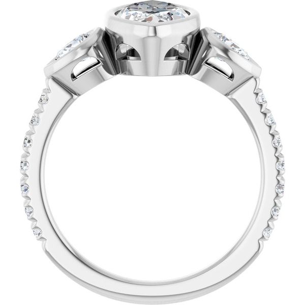 Bezel-Set Three-Stone Engagement Ring Image 2 Waddington Jewelers Bowling Green, OH