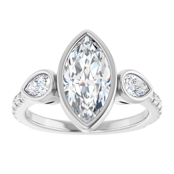 Bezel-Set Three-Stone Engagement Ring Image 3 Waddington Jewelers Bowling Green, OH