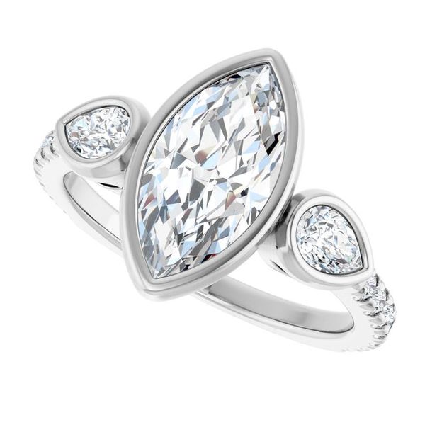 Bezel-Set Three-Stone Engagement Ring Image 5 Waddington Jewelers Bowling Green, OH