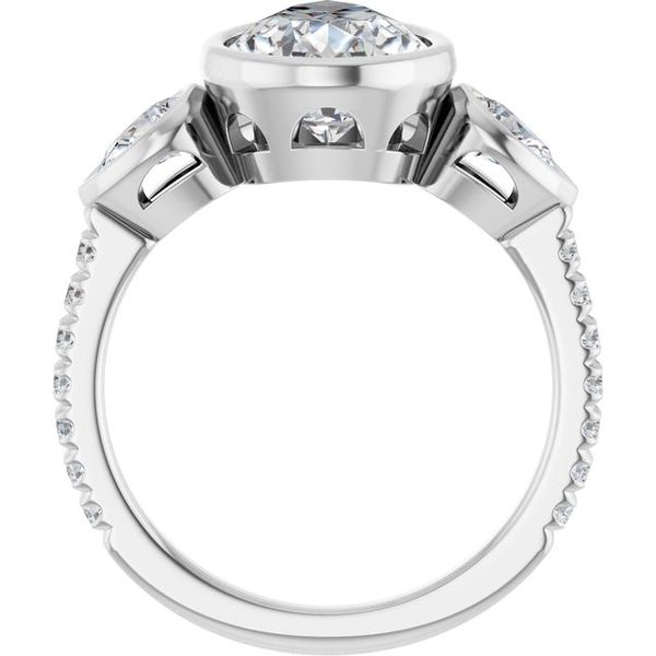 Bezel-Set Three-Stone Engagement Ring Image 2 Colonial Jewelers of Easton Easton, MD