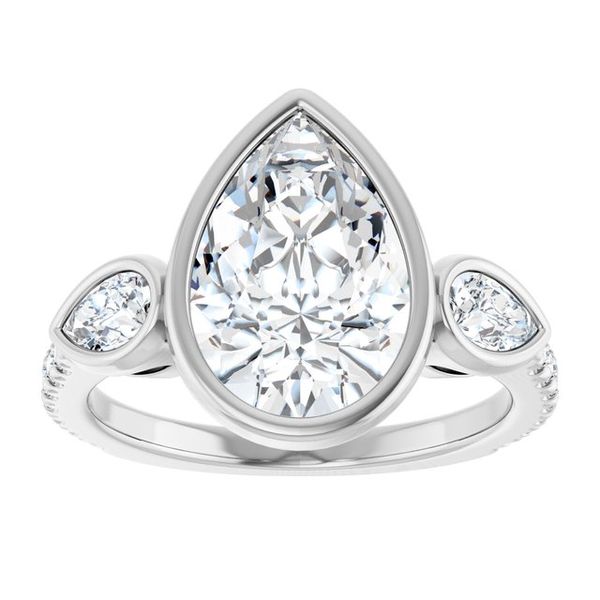 Bezel-Set Three-Stone Engagement Ring Image 3 Colonial Jewelers of Easton Easton, MD