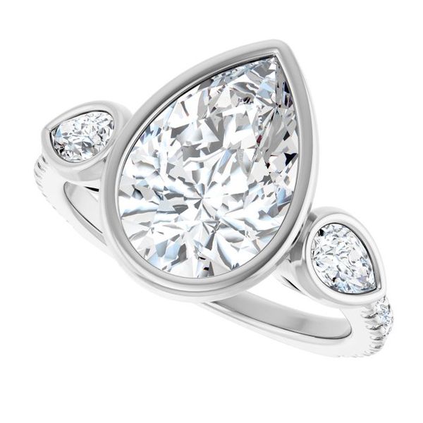 Bezel-Set Three-Stone Engagement Ring Image 5 Colonial Jewelers of Easton Easton, MD