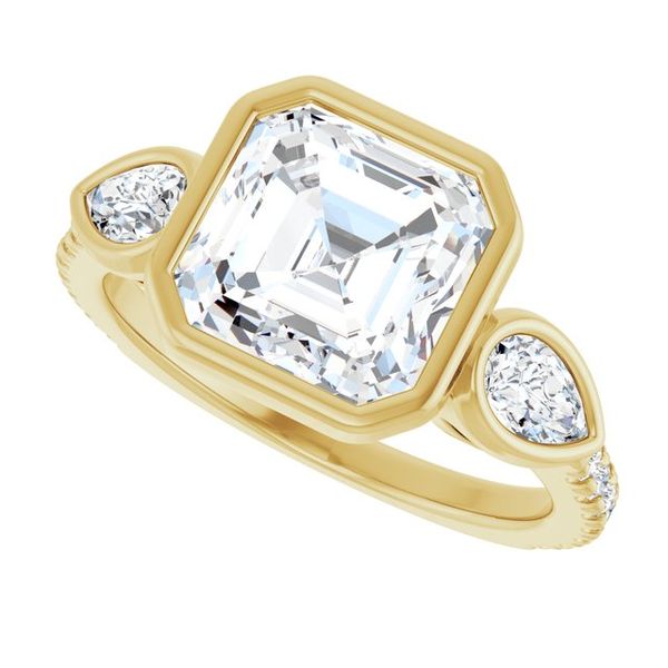 Bezel-Set Three-Stone Engagement Ring Image 5 Von's Jewelry, Inc. Lima, OH