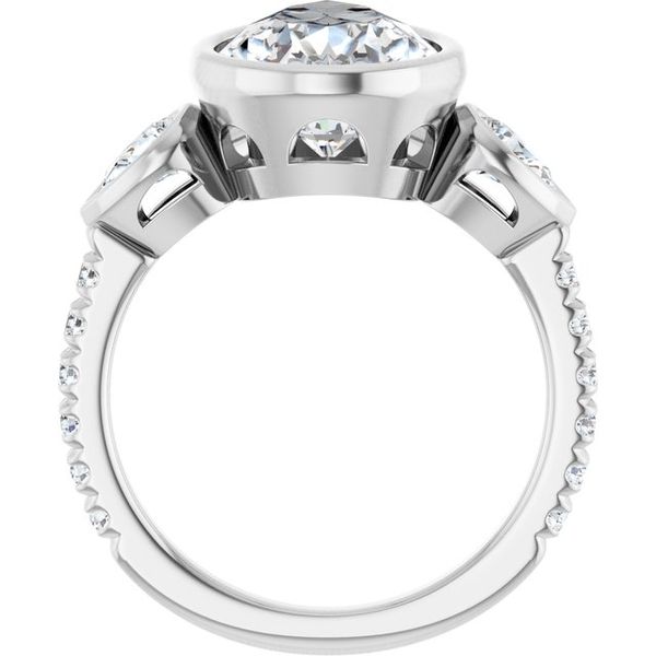 Bezel-Set Three-Stone Engagement Ring Image 2 Colonial Jewelers of Easton Easton, MD