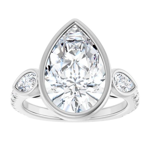 Bezel-Set Three-Stone Engagement Ring Image 3 Colonial Jewelers of Easton Easton, MD