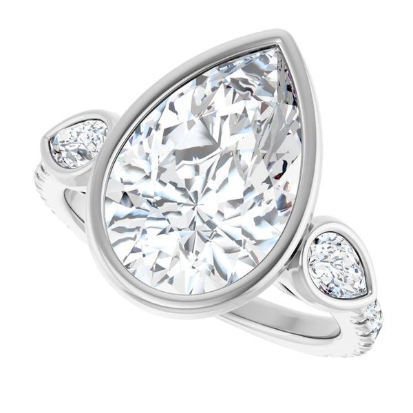 Bezel-Set Three-Stone Engagement Ring Image 5 Colonial Jewelers of Easton Easton, MD