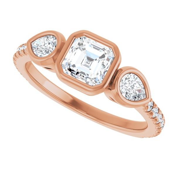 Bezel-Set Three-Stone Engagement Ring Image 5 Colonial Jewelers of Easton Easton, MD