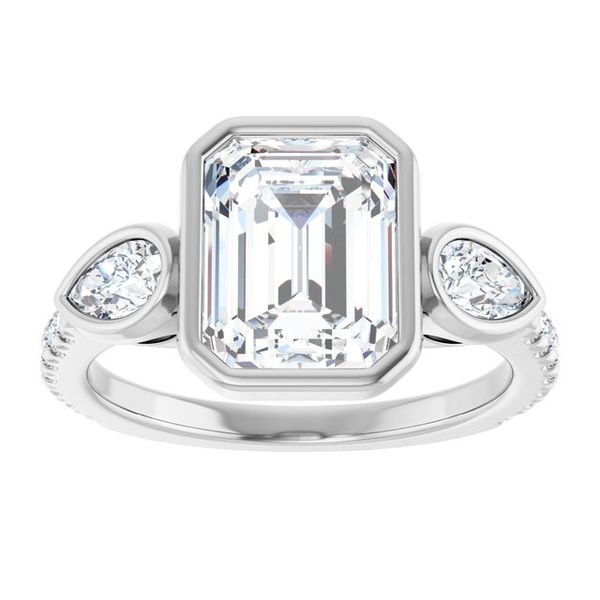 Bezel-Set Three-Stone Engagement Ring Image 3 Colonial Jewelers of Easton Easton, MD