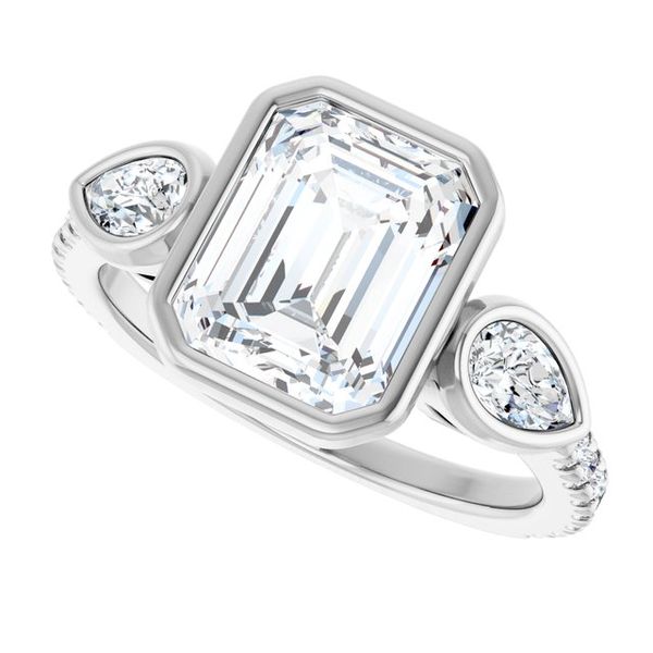 Bezel-Set Three-Stone Engagement Ring Image 5 Colonial Jewelers of Easton Easton, MD