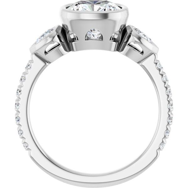 Bezel-Set Three-Stone Engagement Ring Image 2 Colonial Jewelers of Easton Easton, MD