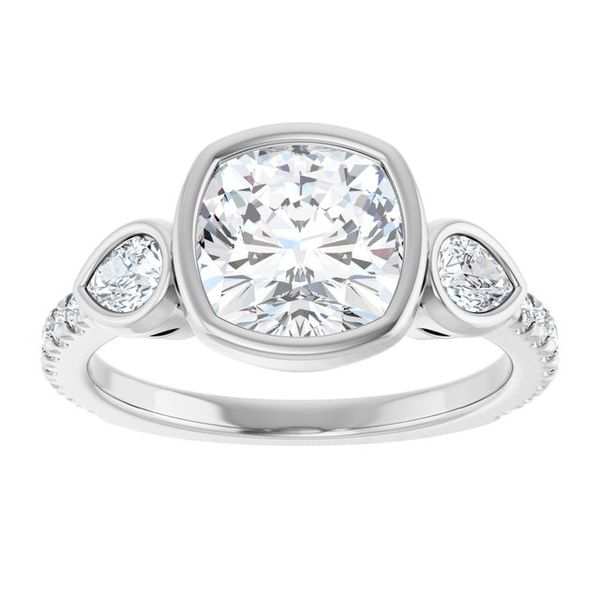 Bezel-Set Three-Stone Engagement Ring Image 3 Colonial Jewelers of Easton Easton, MD