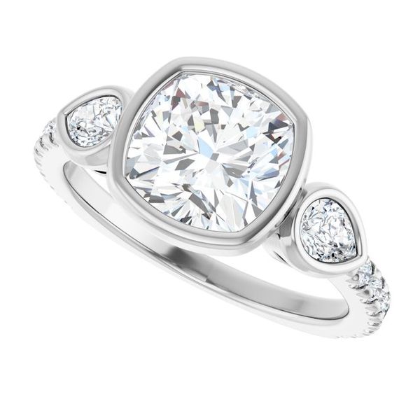 Bezel-Set Three-Stone Engagement Ring Image 5 Colonial Jewelers of Easton Easton, MD