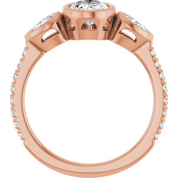 Bezel-Set Three-Stone Engagement Ring Image 2 The Diamond Ring Co San Jose, CA